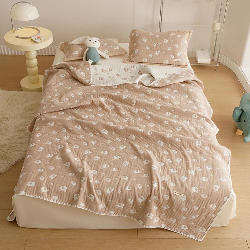 Pure Cotton Three-layer Yarn Fabric Children Summer Blanket Soft Skin Friendly Child Quilt Air Conditioner Comforter Adult Kid