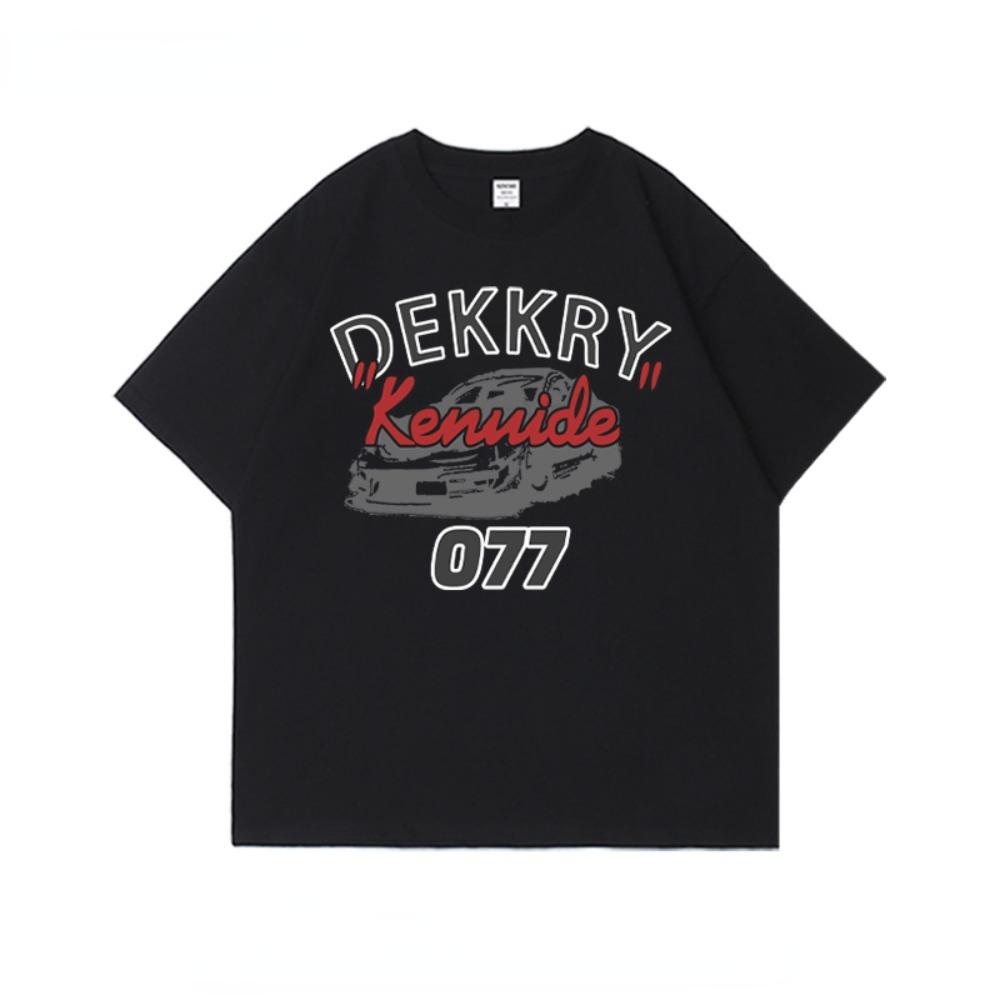 Summer Fashion Heavyweight Retro Men's English Letters 100% Cotton Printed Round Neck High-quality Casual Fitness Street T-shirt