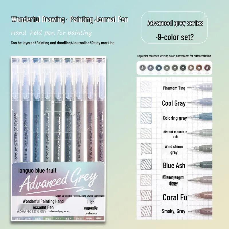 Morandi Color Large Capacity Blue Fruit Journal Pen - Colored Neutral Pen for Note-Taking and Highlighting