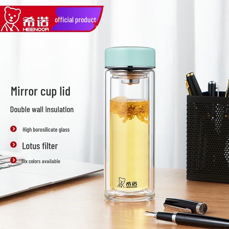 XINUO Women s Double-Layer Insulated Glass Tea Cup