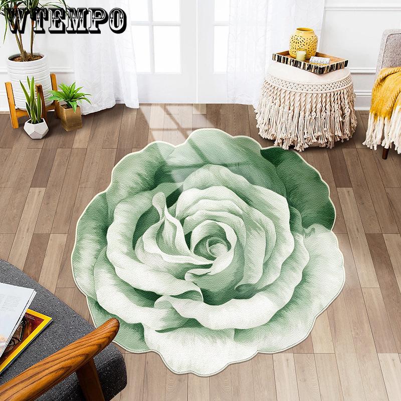 Advanced Living Room Carpet Special-shaped Flowers Coffee Tables Plush Mat Decorate Bedroom Fluffy Rug