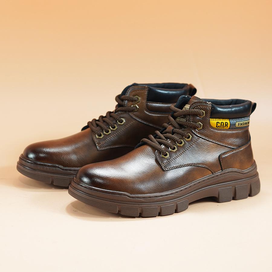 

Zhongbang Martin Boots Men s 2025 New British Style Outdoor Rhubarb Boots Fleece Warm Tooling Boots Tide Men s Cotton Boots 44