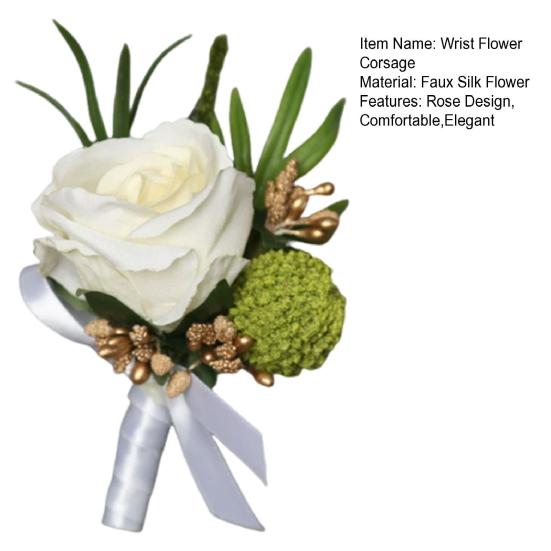 Artificial Wedding Corsage And Boutonniere Set Silk Flower Wrist Corsage And Lapel Pin for Bridal Party Business Opening Ceremony Guest Flower