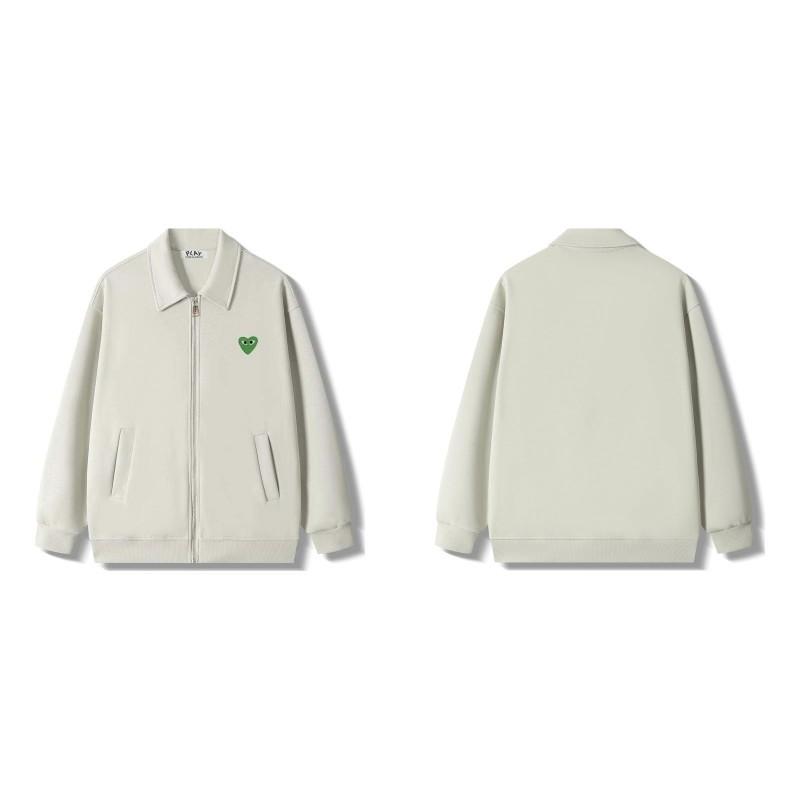 Comme Des Garcons PLAY Classic Green Heart Hoodie Mens Loose Fit Zip Cardigan Wear
