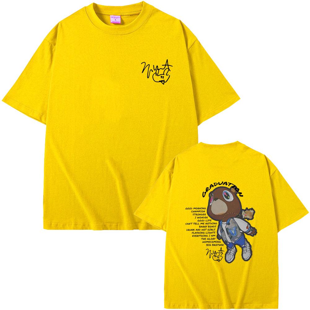 Rapper Kanye West Graduation Double Sided Graphic T-shirt Men Women Hip Hop Oversized O-collar Tshirt Male Kanye Black T Shirts