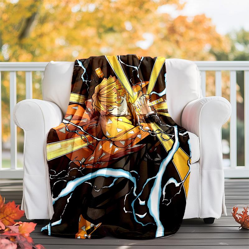 1pc Agatsuma Zenitsu (4) Theme Blanket - Digital Print, Polyester, Cozy for All Seasons, Perfect for Outdoor, and Travel