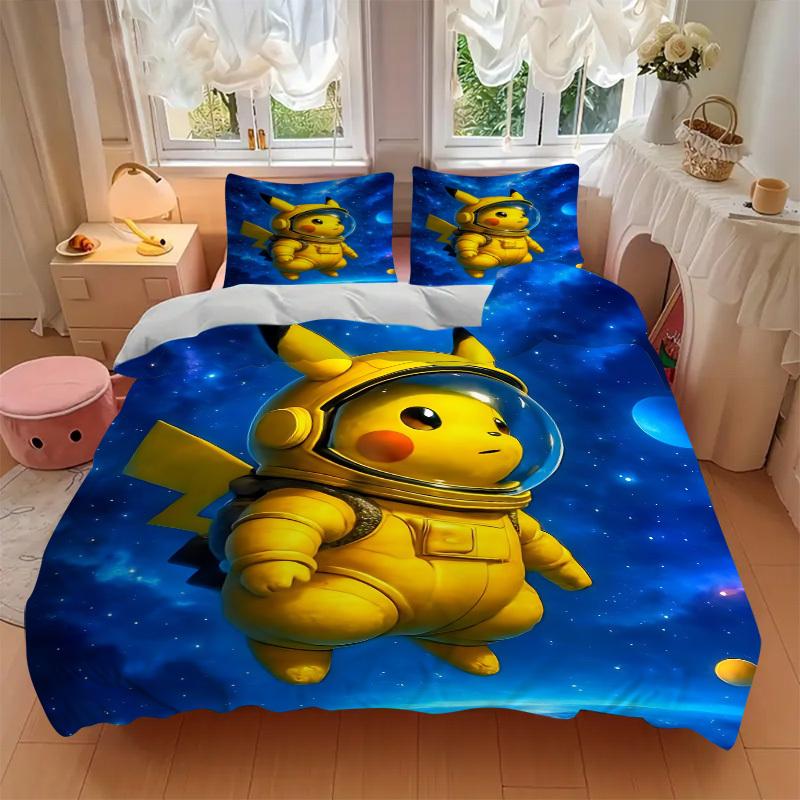 3pcs Pikachu Astronaut Duvet Cover Set, 1 Duvet Cover + 2 Pillowcases (No Insert), High-Definition Print, Home & Dorm Set yy251208014