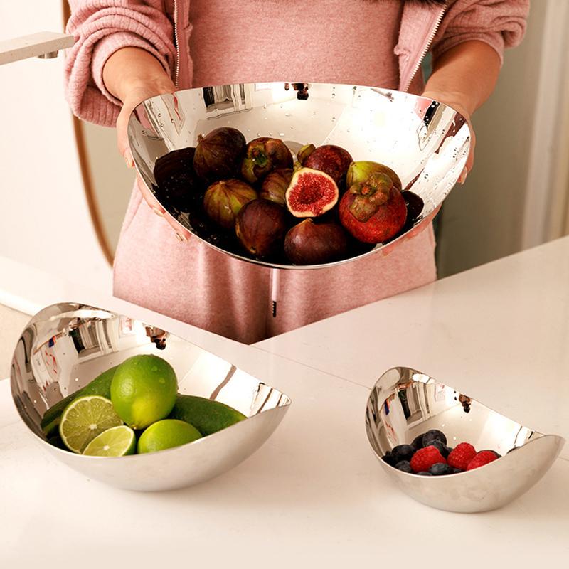 Luxury Stainless Steel Fruit Plates Nordic Home Dinner Table Decoration Dessert Serving Dishes Candy Snack Bowl Storage Tray