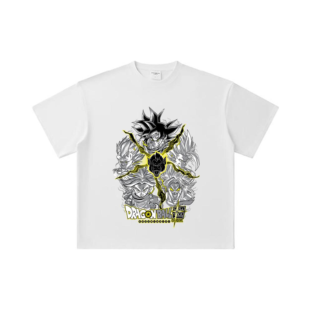 260 GSM Double Yarn 32 Count 100% Cotton Dragon Ball V49 Super Saiyan Print Unisex Heavy Cotton T Shirt