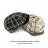 Autumn Winter Velvet Warm Cap Men Octagonal Cap British Vintage Plaid Cap Newsboy Cap