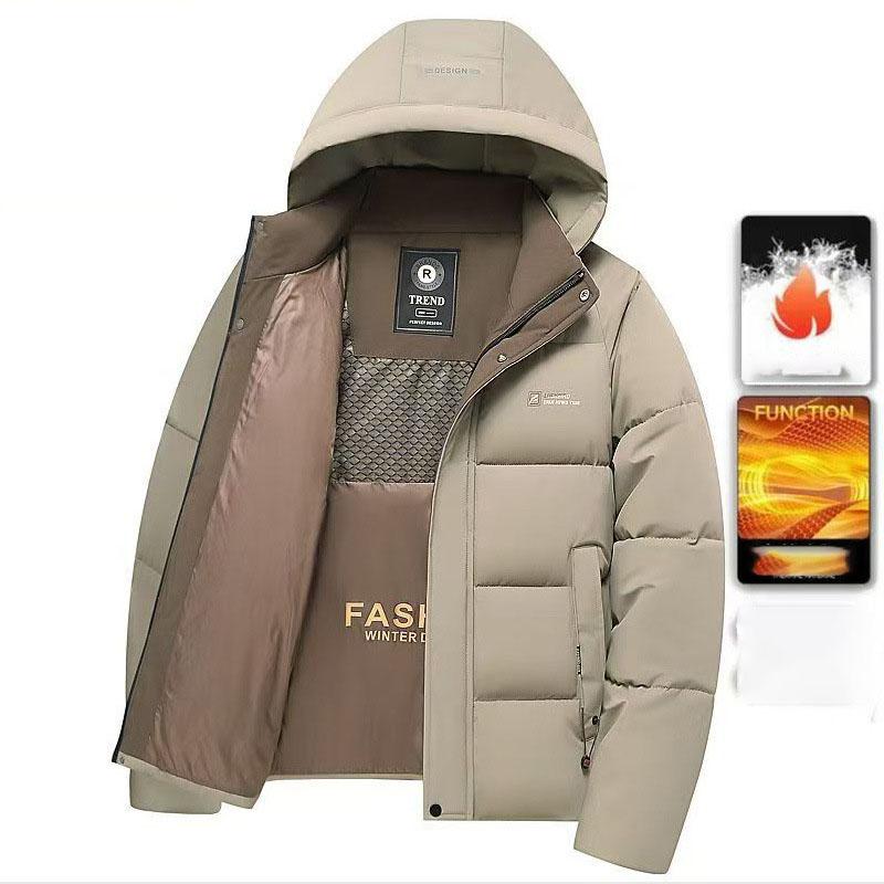 Winter Parka Men Thicken Casual Coat Slim Fit Outwear Waterproof Warm Solid Color Outdoor Outwear Hooded Coat