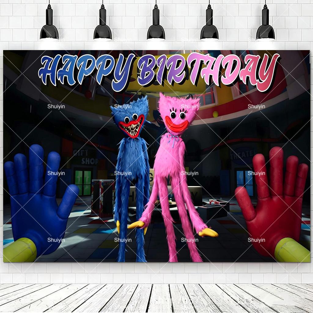 Hot Game-P&Poppy-Playtimes Backdrop Kids Birthday Decorations Party Supplies Baby Shower Banner Horror Festival Decor Props Gift