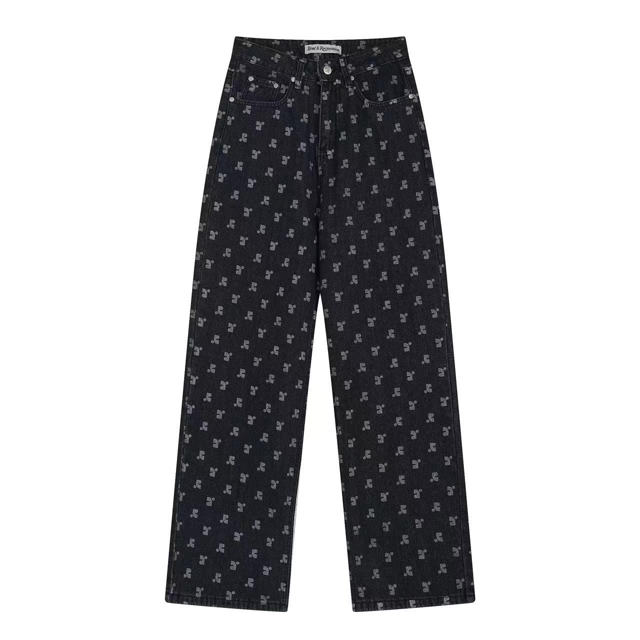 

Корея Отдых Однотонные Женские Джинсы Клеш с Высокой Посадкой Small