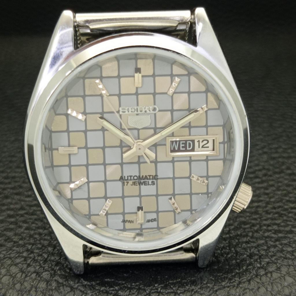 REFURBISHED SEIKO 5 AUTOMATIC MENS WATCH JAPAN MADE GREY DIAL CUSTOM a440108-2 QV90-a440108