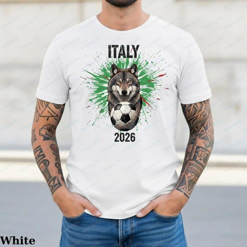 Italiano Wolf Art Shirt Soccer Cup Men s TShirt Italy Team Fans Tee Italy Flag Football Soccer Supporter Cotton Unisex Tops L