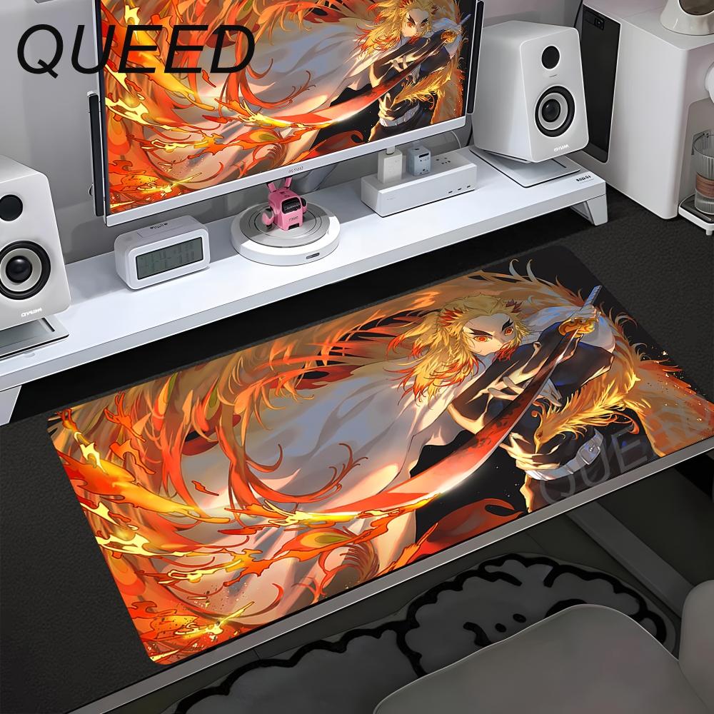 Computer Table Mat Keyboard Desk Pads Anime Mouse Pad Kawaii Girl Mausepad 900x400mm Rubber Non-slip Mouse Mats Demon Slayers XL