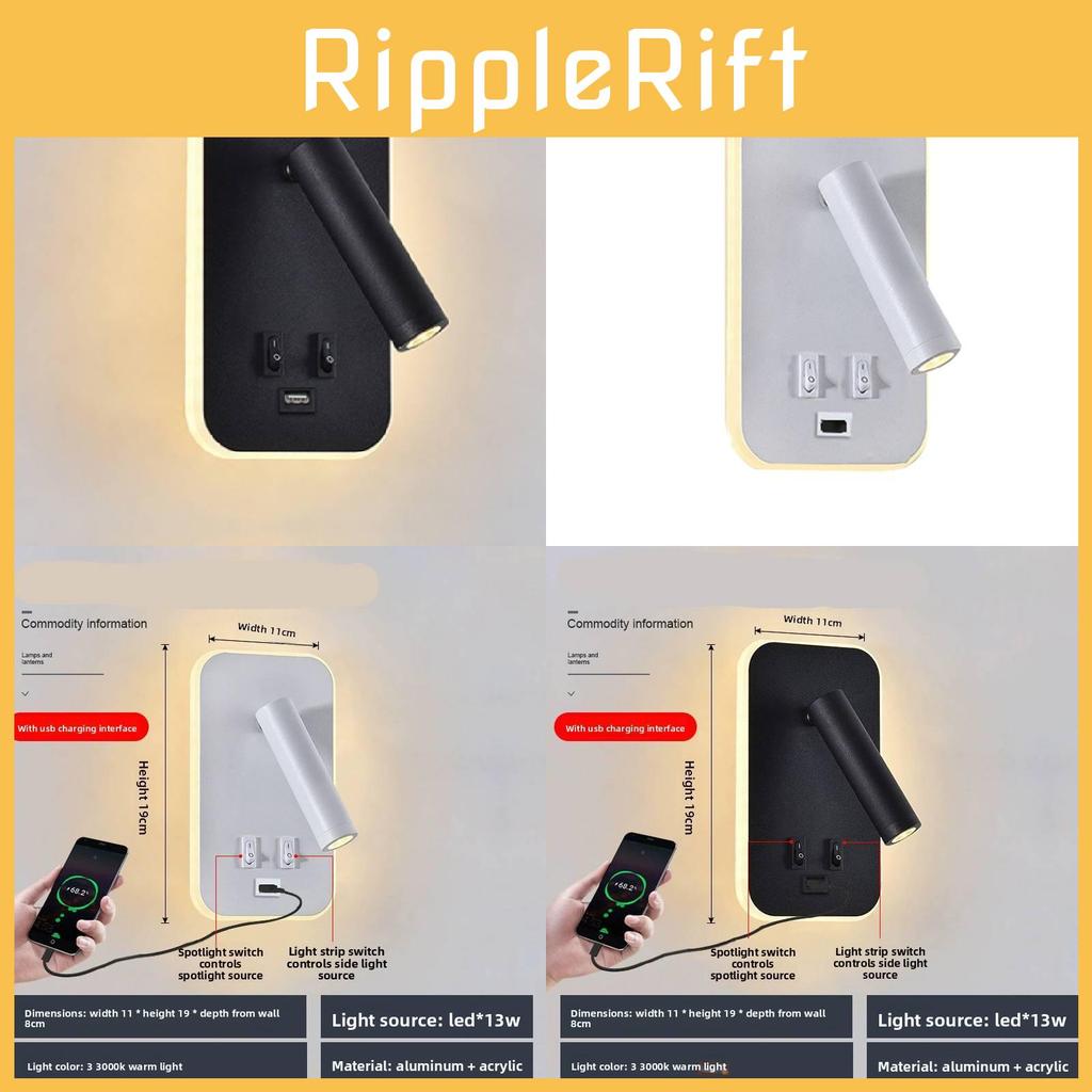 Rotation Usb Charging Adjustable Wall Lamp Bedside Study Reading Lamp Sconce