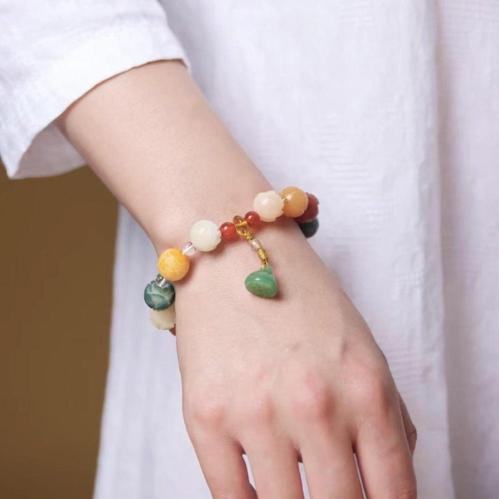 Schritt für Schritt Lotus Weiß Jade Bodhi Wurzel Duobao Armband Damen Wenwan Buddha Perle Zubehör
