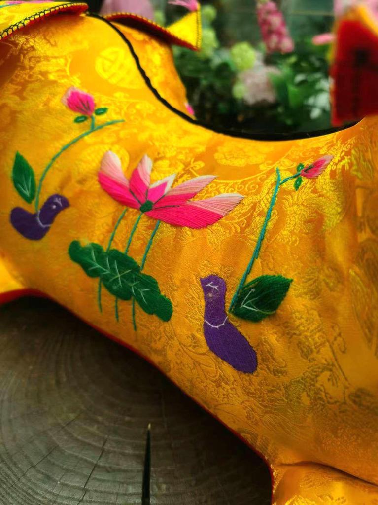 Handcrafted Double-Headed Embroidered Tiger Pillow - Intangible Cultural Heritage Fabric