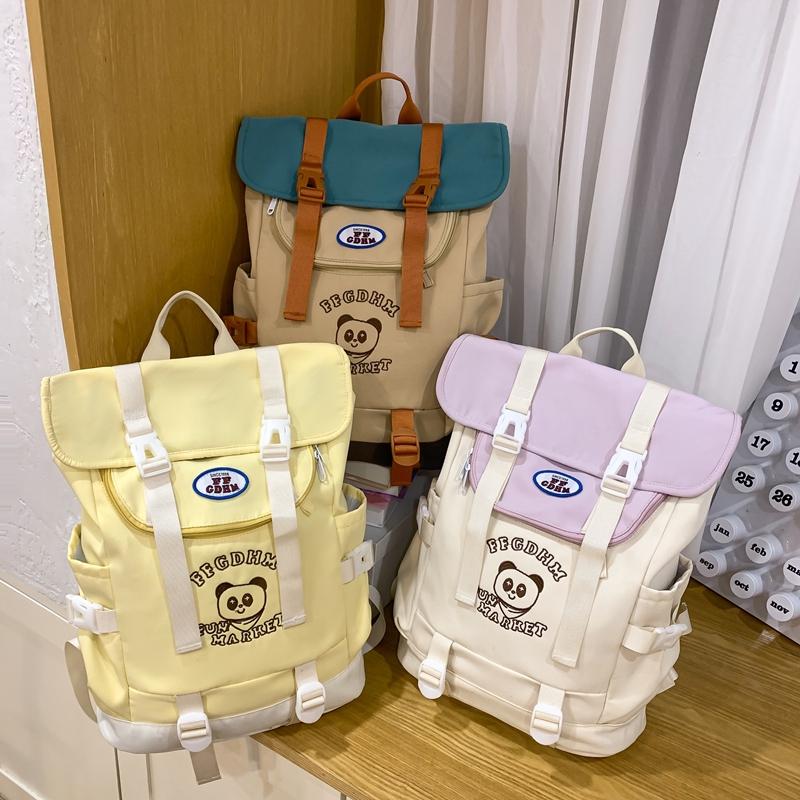 Color Block Backpack Student Schoolbag Women's Large Capacity Backpack