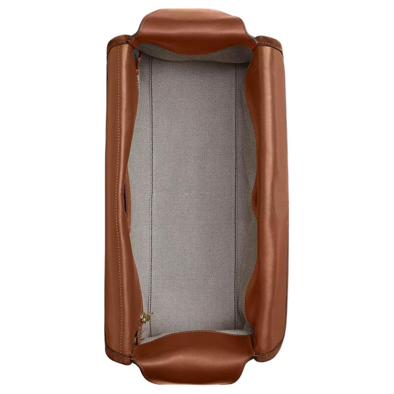 Coach Originals 36 Gold Hardware Suede and Calfskin Shoulder Bag Large Women's Warm Brown