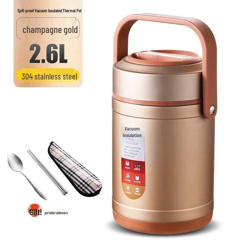 304 Stainless Steel Triple-Layer Insulated Lunch Box for Students & Office Workers