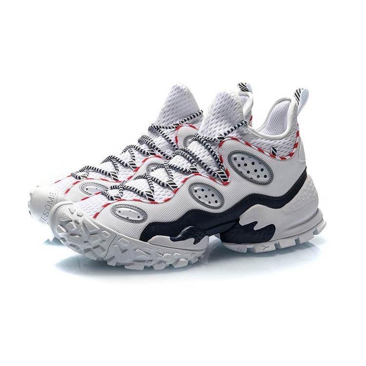 Li Ning CF Countflow Monster Eye Mid Abrasion Resistant Breathable Mid top Vintage Basketball Shoes Men's White Red AGLP135-3