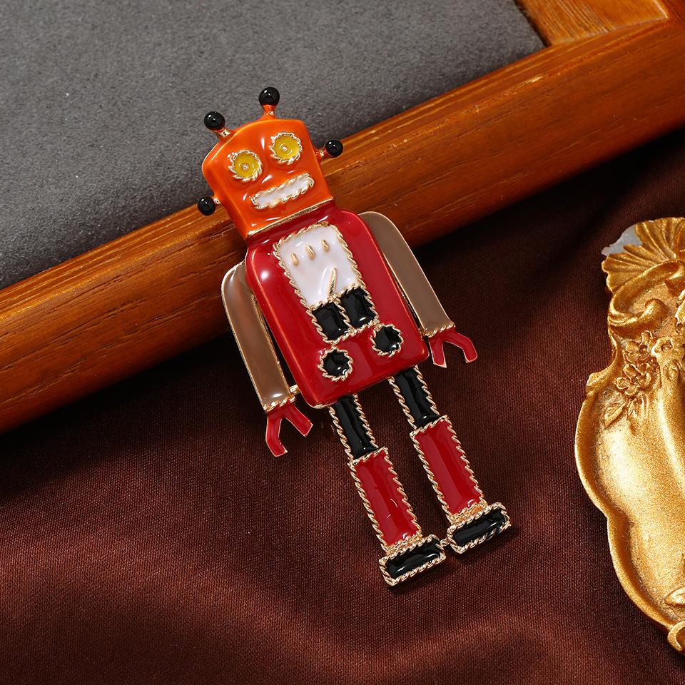Original Personality Retro Robot Brooch Men'S Nostalgic Jacket Dress Pin Student Bag Buckle