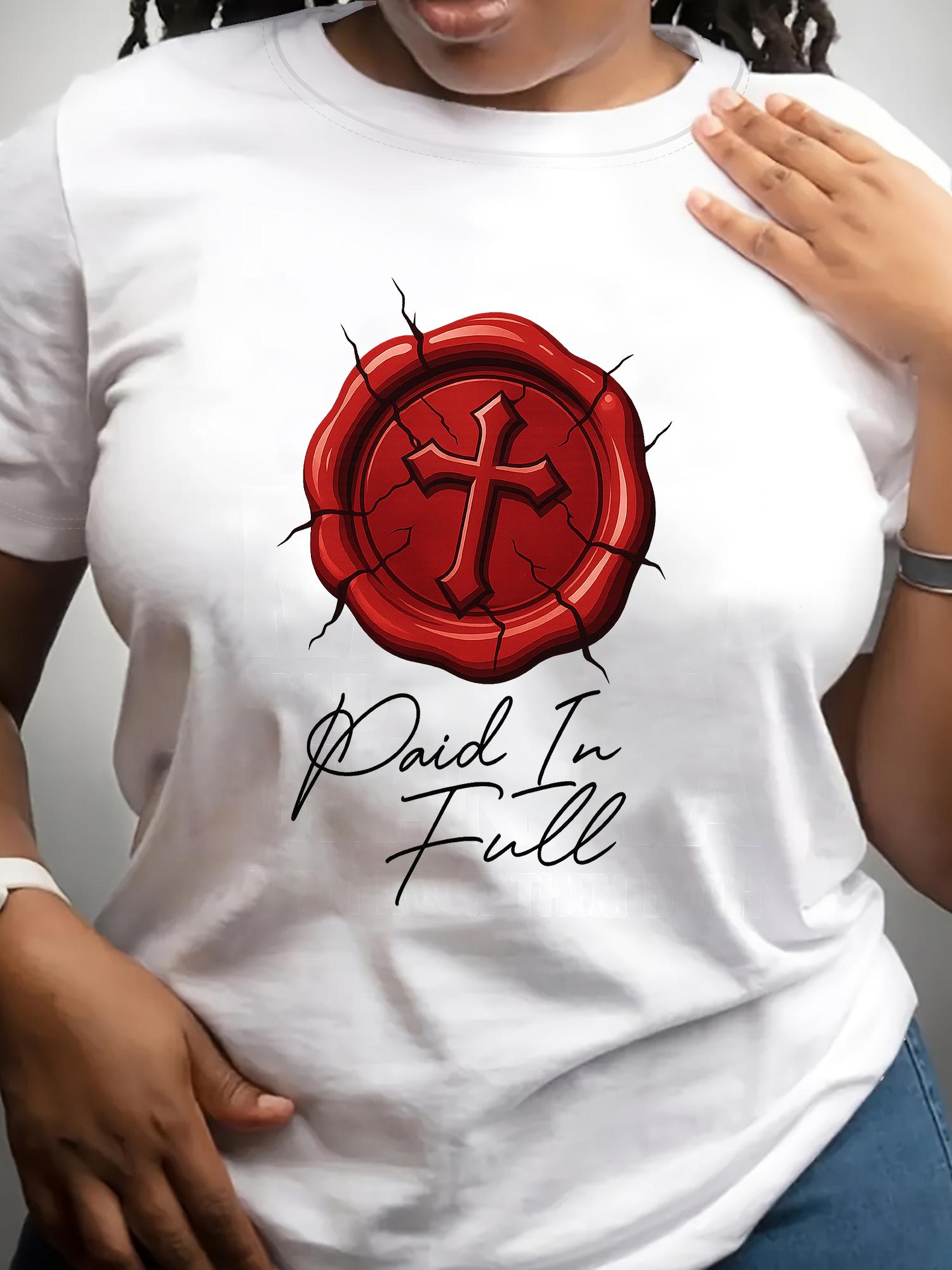 

Женская футболка Принт Крест , Подходит для повседневной носки, Можно стирать в машине, Повседневная футболка с коротким рукавом, Футболка с круглым вырезом с узорным принтом S белый