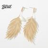 Face Slimming Earrings Fashion Feather Drop Elegant Metal Faux Pearl