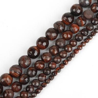 Faceted Stone Ball Natural Primary Red Tiger Eye Round Beads For Jewelry Making DIY Bracelet Necklace Anklet