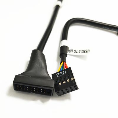15cm PC Internal USB 2.0 9-pin Female To USB 3.0 19-pin Male Adapter Cable