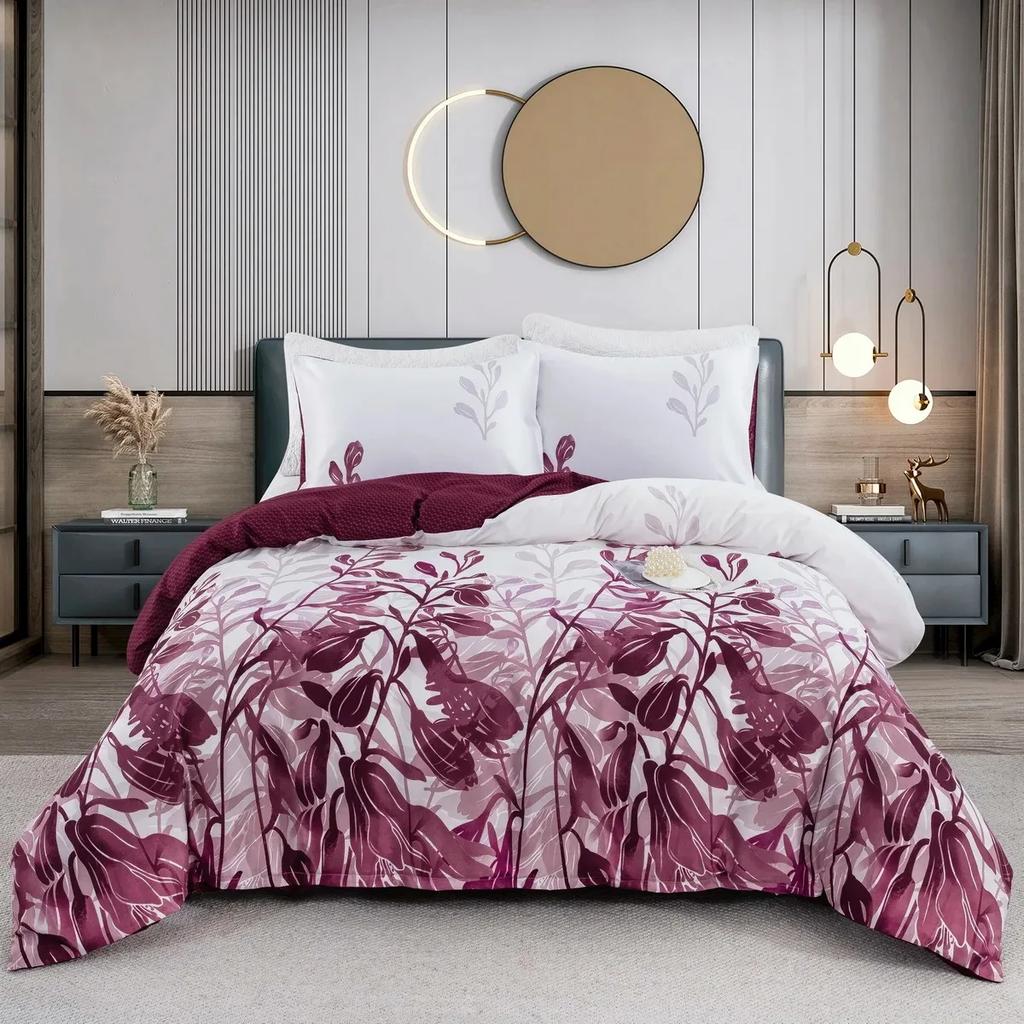 Pink Heart Duvet Cover Set Single Bedding Set 3 Pieces Soft Comfy Microfiber Love and Stripe Pattern Reversible Quilt Cover