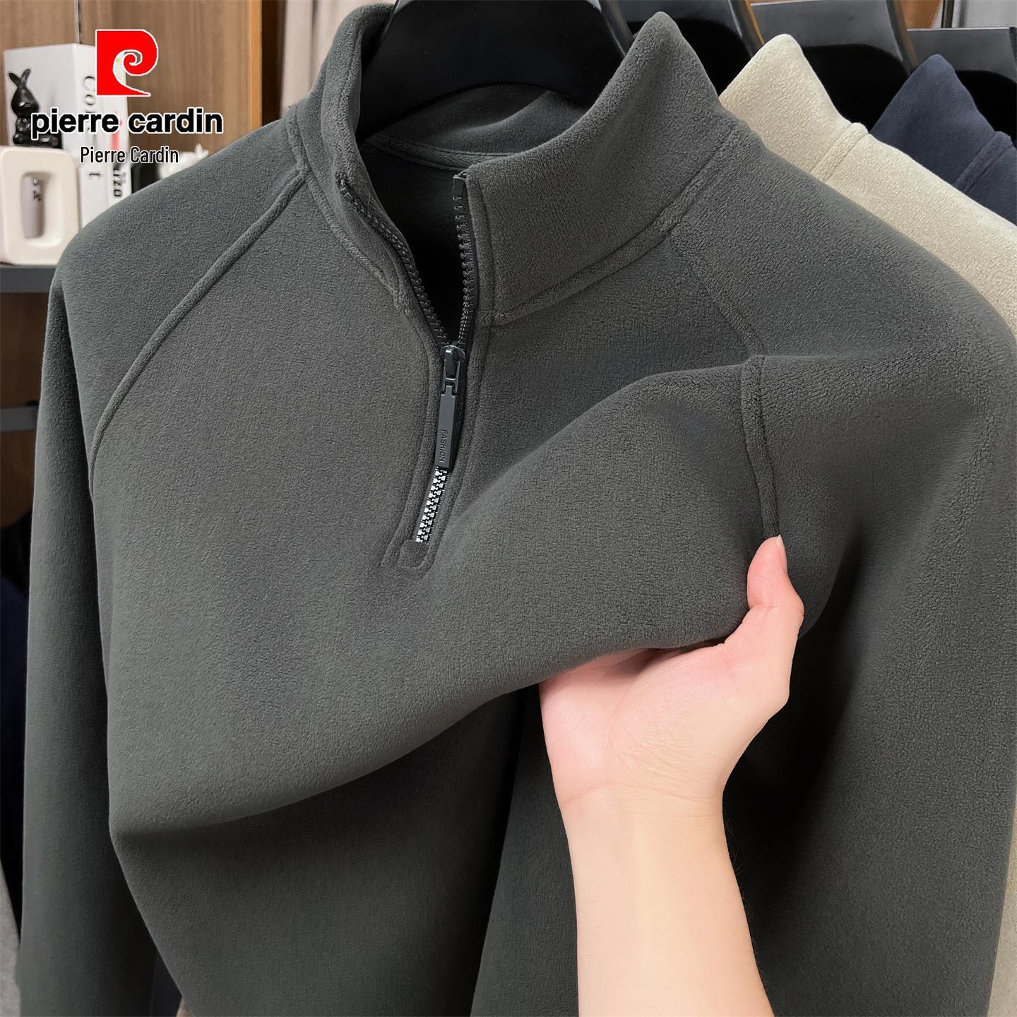 Pierre Cardin Men s Fleece-Lined Hoodie, Half-High Collar, Zipper, Autumn/Winter 2025 Collection 3XL, 185 cm, 170–190 lbs
