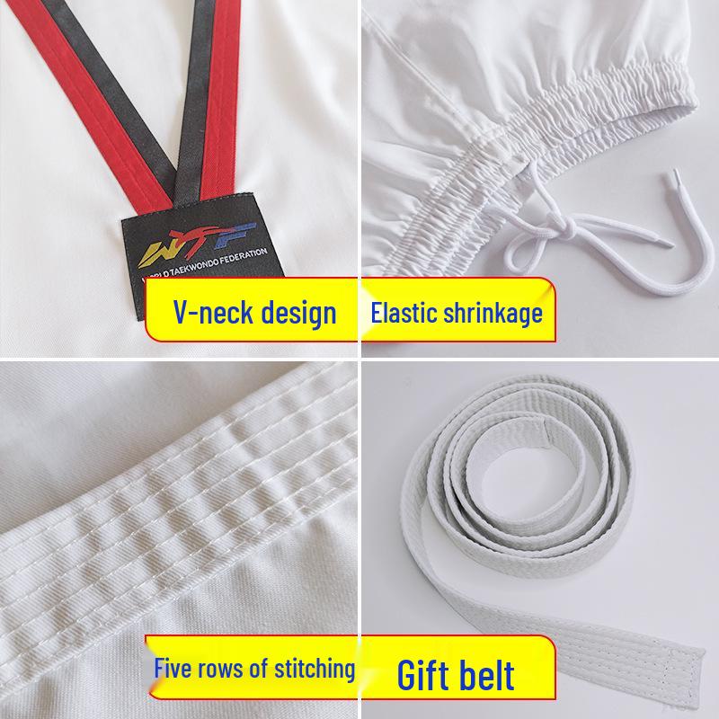 Children's Taekwondo Dobok: Breathable, White, Long-Sleeved Set for Martial Arts Training and Competition - Suitable for Spring and Autumn.