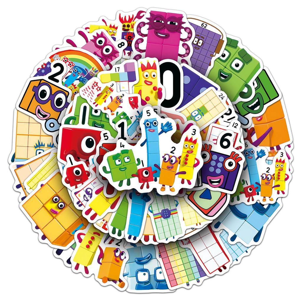 50 Numberblocks Waterproof Decorative Stickers for Early Childhood Education
