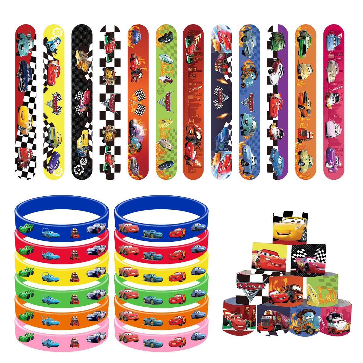 

Cars Lightning McQueen Slap Bracelets Silicone Bracelet Party Favor Birthday Gifts Wristbands for Kids Christmas Party Supplies (as the picture-126)-