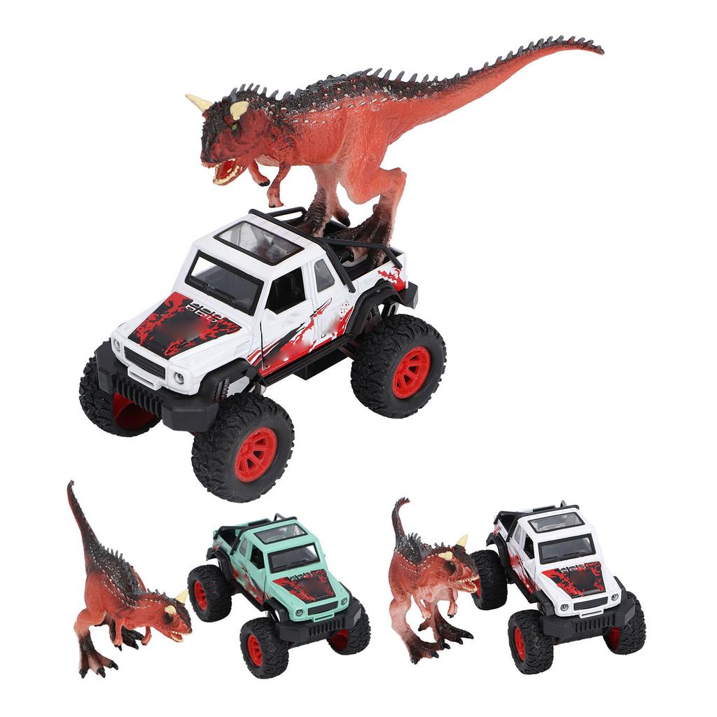 Off Road Car Toy Set with Dinosaur Sound Light Car Model Alloy Big Wheel Pull Back Off Road Toy Vehi