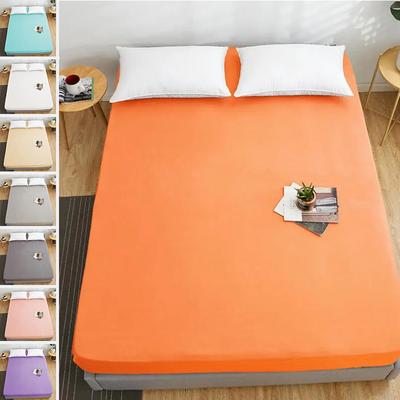 High Quality Fitted Sheet Multiple Colors Super Soft and Breathable Mattress Covers Protector Sofa Cover Single/Double Bed Sheet Solid Color Bed Cover