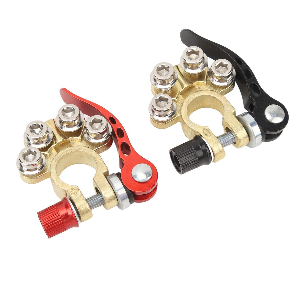 2 Stück Kfz-Batterieklemmen mit 4-poligem schwarz-rotem Bootsanhänger-Klemmenanschluss für SAE- oder JIS-Typ-A-Pfosten