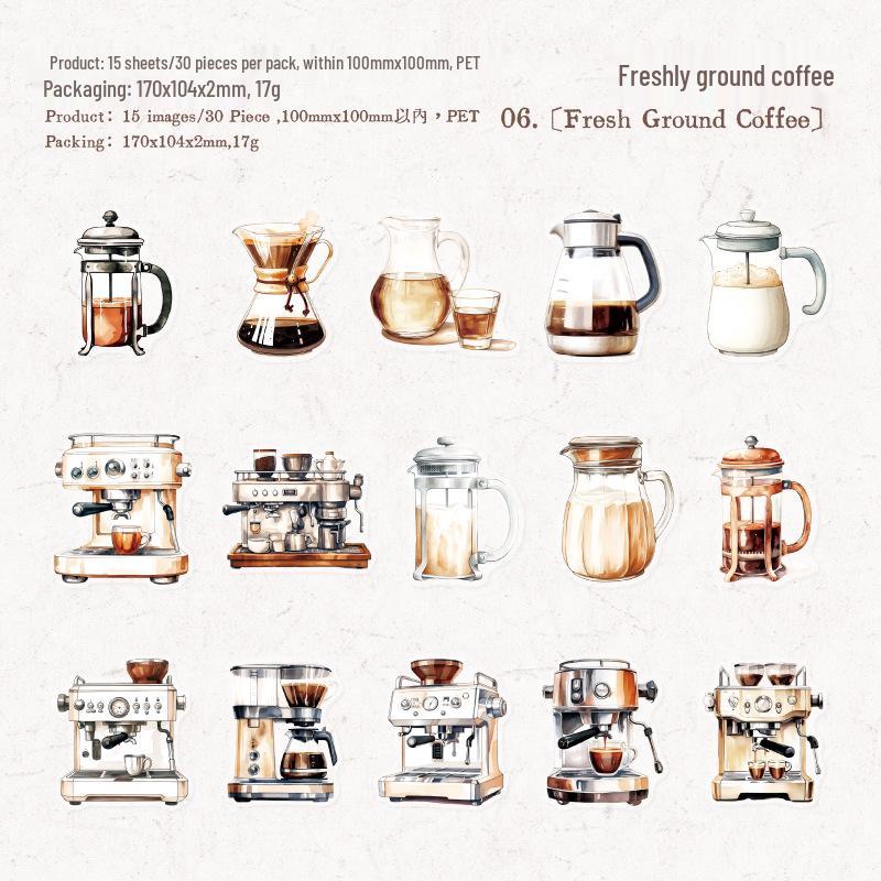 Stroll Coffee Shop Retro Character Stickers for Creative Journals