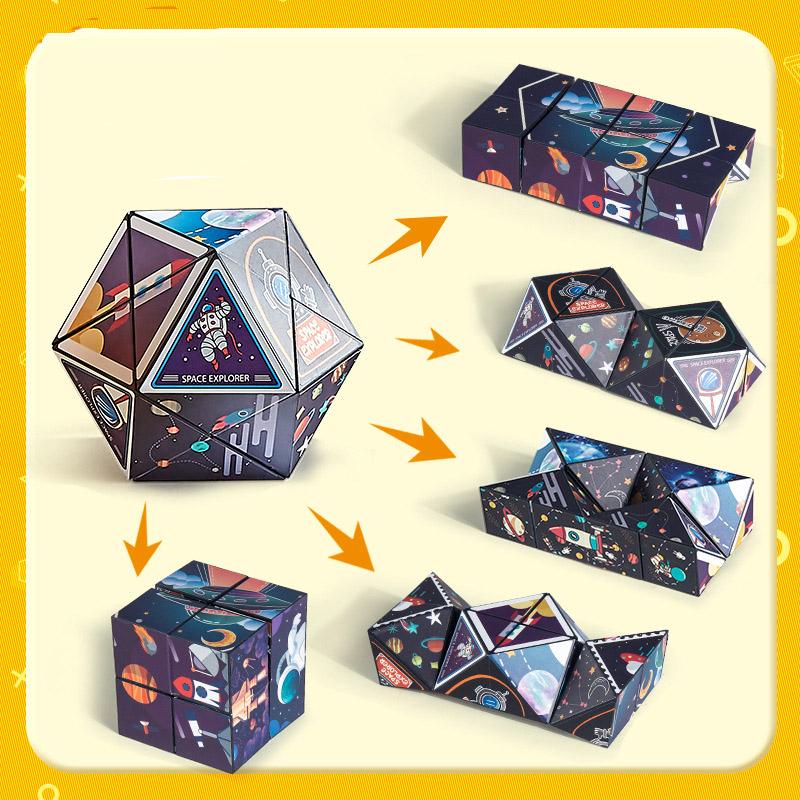 Měnící se krabička Geometrická měnitelná magnetická kouzelná kostka 3D dekompresní ruční skládanka pro děti Uvolňovač Fidget hračka