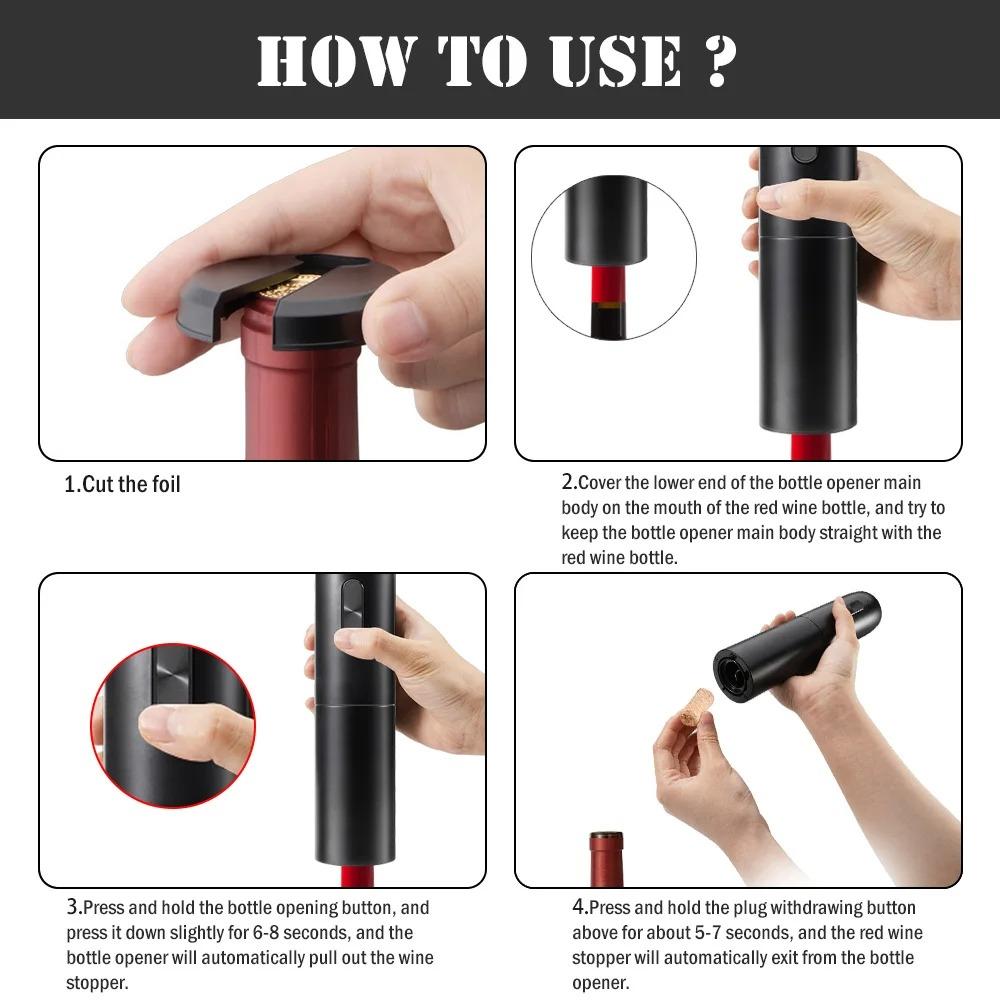 Electric Bottle Opener Household Wine Set Driver Red Wine Automatic Electric Bottle Opener With Charging Base Wine Lover Kitchen