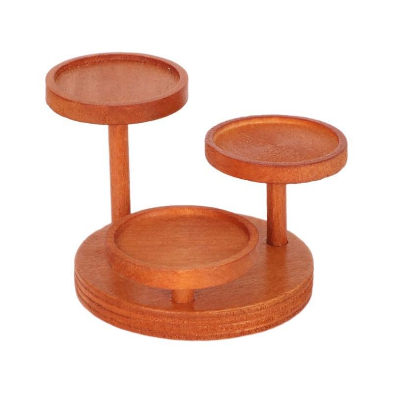 Mini Wooden Dollhouse Shelf with Resin Christmas Tree and Snowman Decor