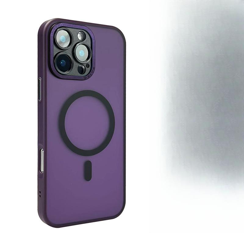 Applicable To IPhone16proMax Frosted Magnetic Suction Phone Case Apple 15 Metal Mirror Anti-fall 14 Laiming Protective Case