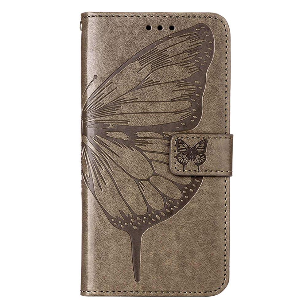 For TECNO Pop 5 LTE 4G Wallet Case with Wrist Strap Butterfly Imprint Leather Phone Cover