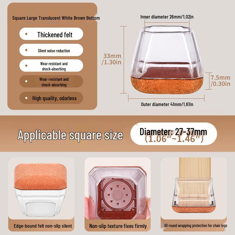 Reinforced Non-Slip Silent Chair and Table Leg Covers with Wear-Resistant Foot Pads