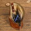 Men's Retro Genuine Leather Waist Key Holder: Large Capacity Cowhide Bucket Bag with Multifunctional Zipper Pouch.
