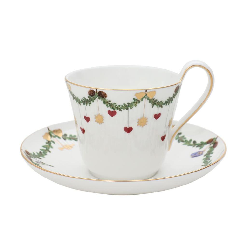 Royal Copenhagen Star Fluted Christmas High Handle Cup Saucer Star Fluted Christmas 2503091 & [Item]