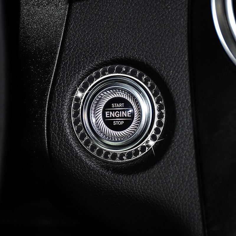 Fashionable Rhinestone Ignition Switch Decorative Ring for Women